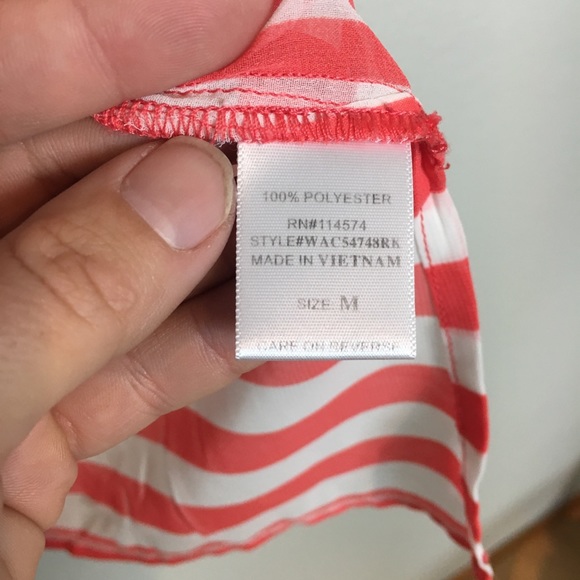 Pleione | Red Stripe Sheer Short Sleeve Button Up - Picture 4 of 6